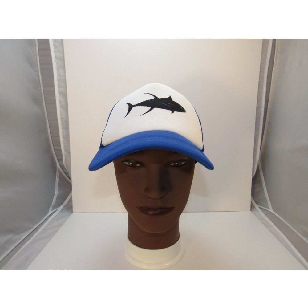 Tuna‎ Fishing Hat Trucker Cap Men's Adjustable Snapback Blue White Mesh